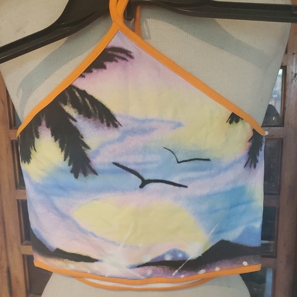 Sunset Print Halter Top and Skirt Set - Picture 2 of 11